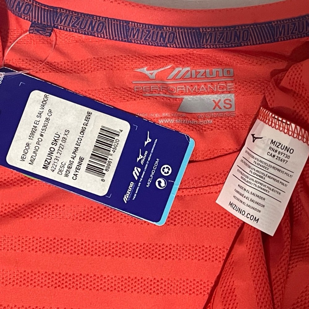 Mizuno Alpha Eco Long Sleeve - Women’s XS - Cayenne - NWT - Picture 3 of 3